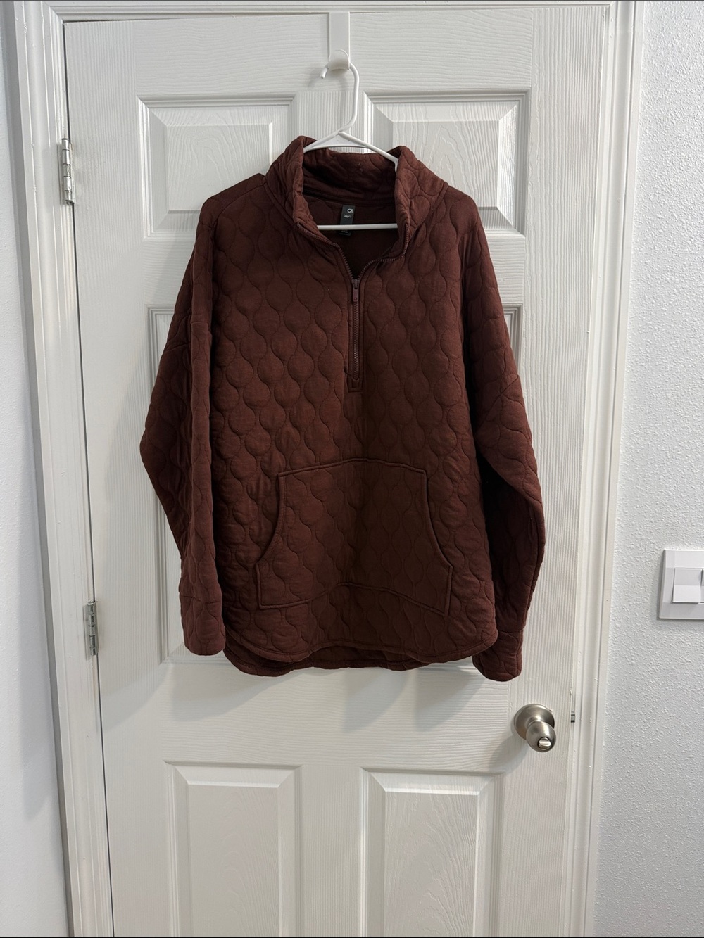 Quilted Half-Zip Pullover - Brown